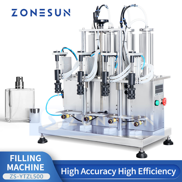ZONESUN ZS-YTZL500 Semi-Automatic Vacuum Liquid Filling Machine for Perfume & Essential Oil (1-4 Nozzles Optional)