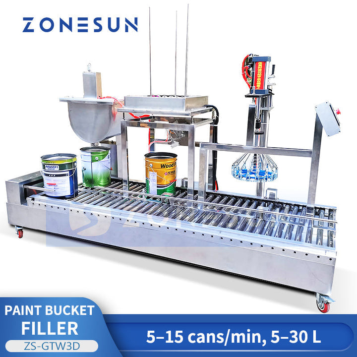 ZONESUN ZS-GTW3D Macchina automatica per riempimento e tappatura di secchi di vernice e liquidi da 5-30L