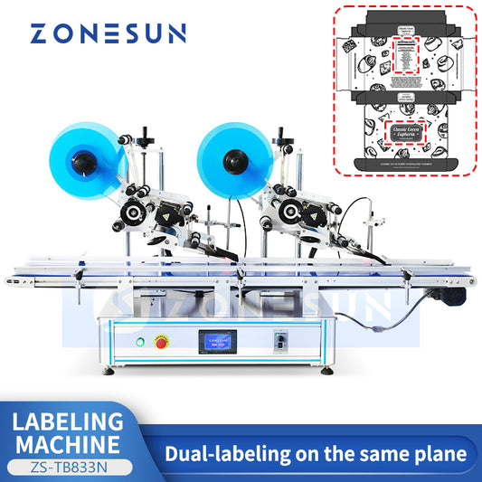 ZONESUN ZS-TB833N Dual-Label Flat Surface Machine for Square Box Pack