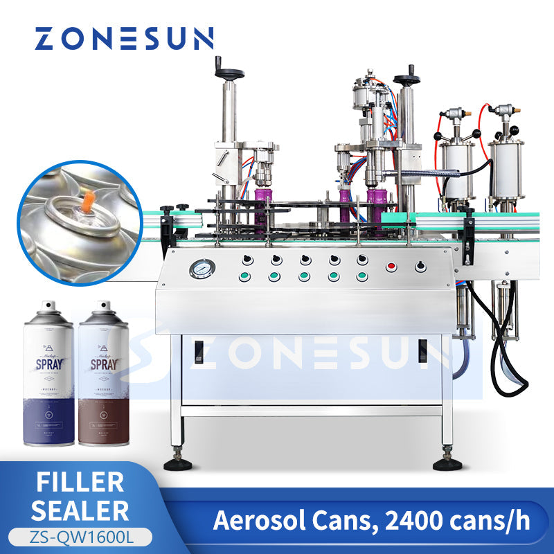 Zonesun ZS-QW1600L Dual‑Head High‑Speed Aerosol Canning Monoblock