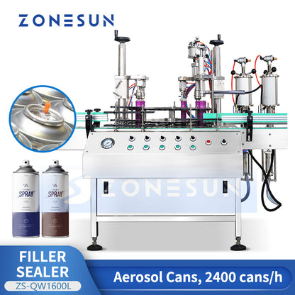 Zonesun ZS-QW1600L Dual‑Head High‑Speed Aerosol Canning Monoblock