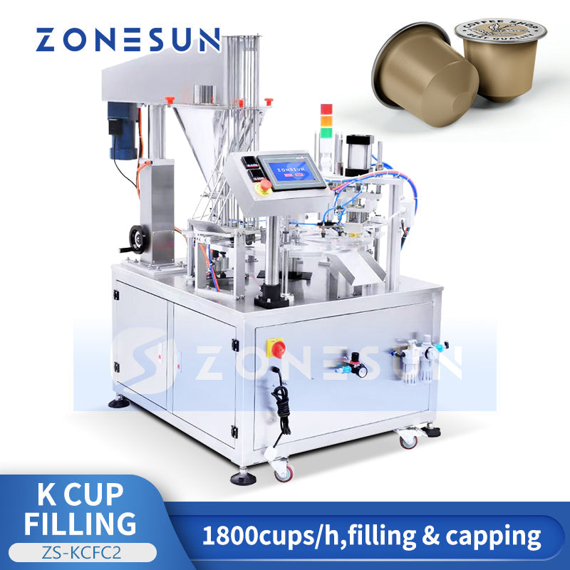 Zonesun ZS‑KCFC2 Dual‑Station Coffee K‑Cup Filling Machine