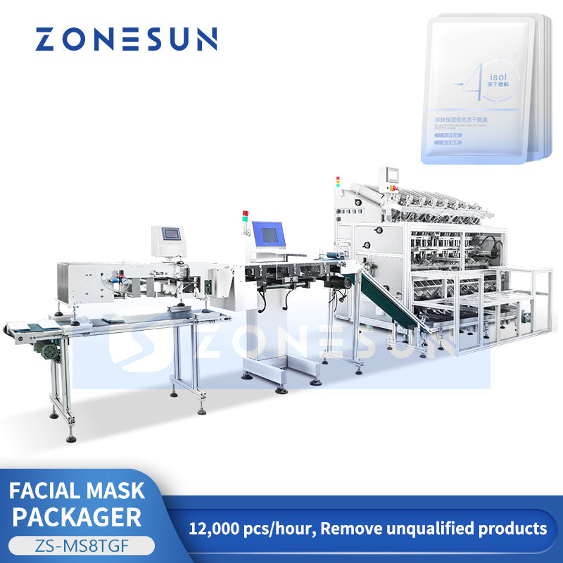 ZONESUN ZS-MS8TGF High-Speed Automatic Cosmetic Facial Mask Packaging Machine For Beauty Product