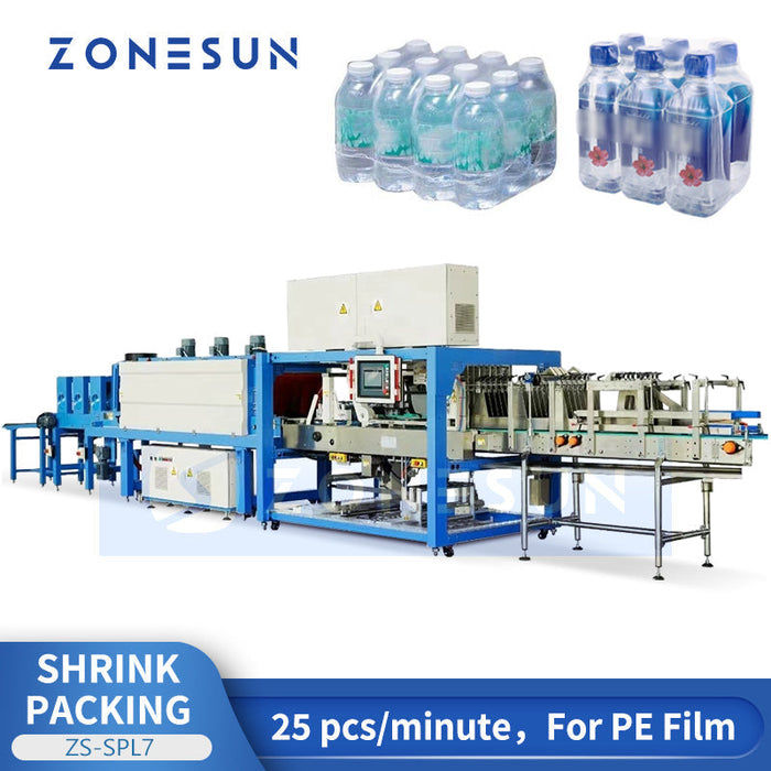 ZONESUN ZS-SPL7 Automatic PE Film Heat Shrink Wrapper Machine for Bottles & Cans
