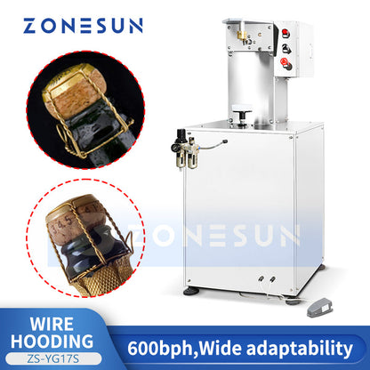 ZONESUN ZS‑YG17S Semi‑automatic Wire Hooding Machine for Wine Bottling