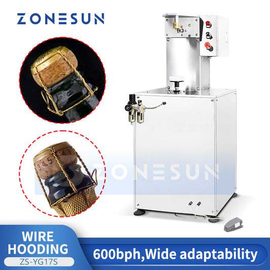 ZONESUN ZS‑YG17S Semi‑automatic Wire Hooding Machine for Wine Bottling