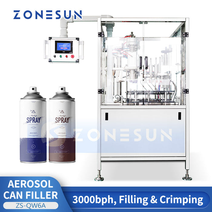Zonesun ZS-QW6A Automatic Aerosol Can Filler & Crimper for Sunscreen & Cosmetic Sprays