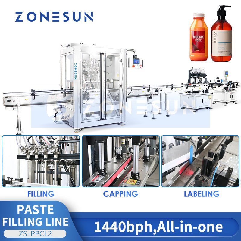Zonesun ZS‑PPCL2 Automatic Filling, Capping & Labelling Production Line