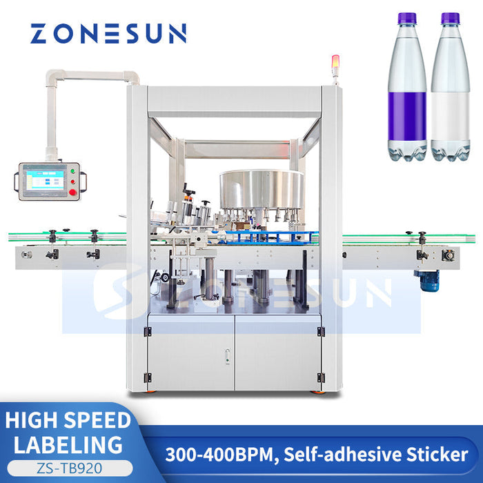 ZONESUN ZS‑TB920 Servo Control Round Bottle Labeling Machine Automatic Labeling Equipment for Bottles