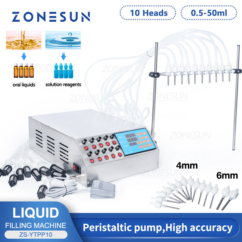 ZONESUN ZS-YTPP10 Electric 10Nozzle Peristaltic Pump Liquid Filling Machine