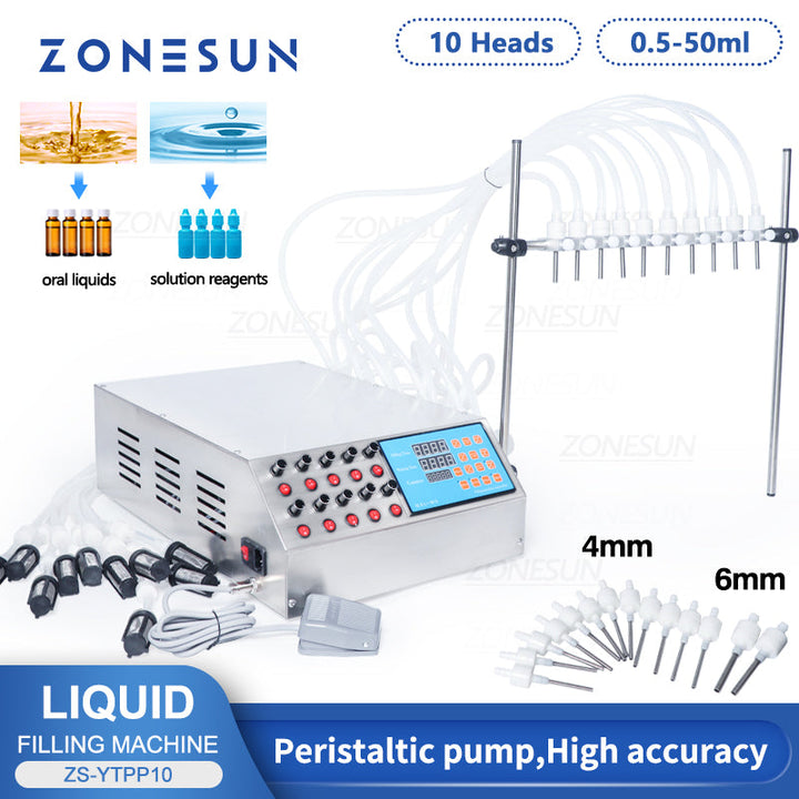 ZONESUN ZS-YTPP10 Electric 10Nozzle Peristaltic Pump Liquid Filling Machine
