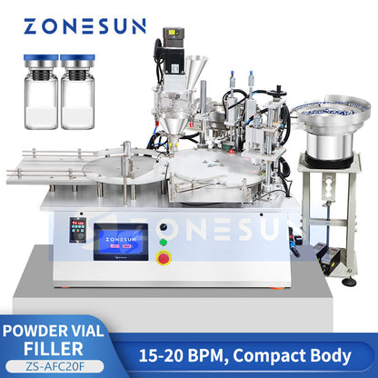ZONESUN ZS-AFC20F Automatic Powder Vial Filling Capping Machine | Monoblock