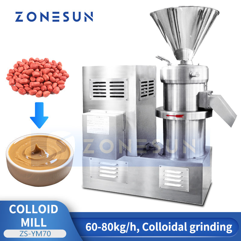 ZONESUN ZS-YM70 Industrial Colloid Mill Peanut Butter Grinder 60–80 kg/h