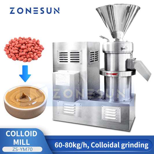ZONESUN ZS-YM70 Industrial Colloid Mill Peanut Butter Grinder 60–80 kg/h