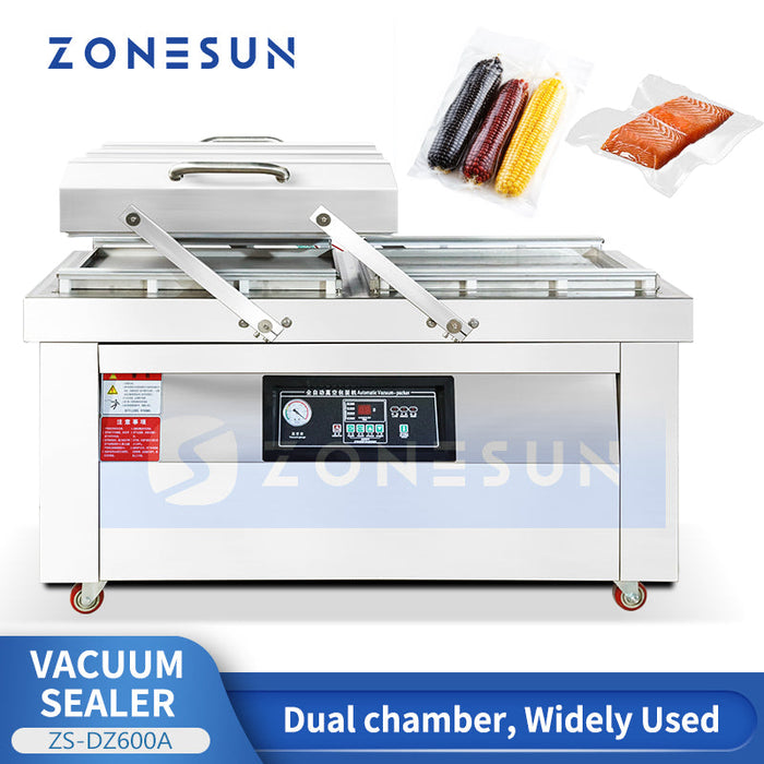 ZONESUN ZS-DZ600A Double Chamber Vacuum Packaging Machine | Commercial Food Sealer
