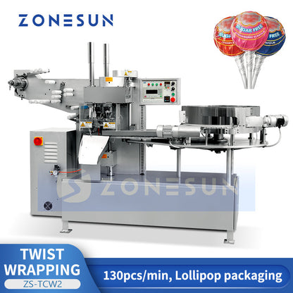 ZONESUN ZS-TCW2 Automatic Twist Lollipop Wrapping Machine Ball Lollipop Packager