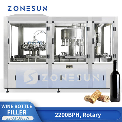 Zonesun ZS-AFC883W Automatic Wine Bottle Rinsing Filling and Corking Machine