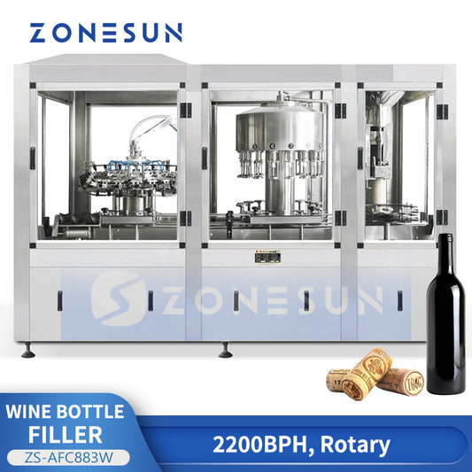 Zonesun ZS-AFC883W Automatic Wine Bottle Rinsing Filling and Corking Machine