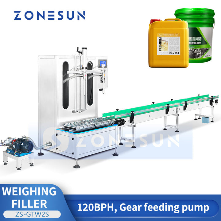 Zonesun ZS-GTW2S Dual-Head Automatic Pail Filling & Weighing Machine (5L-30L)