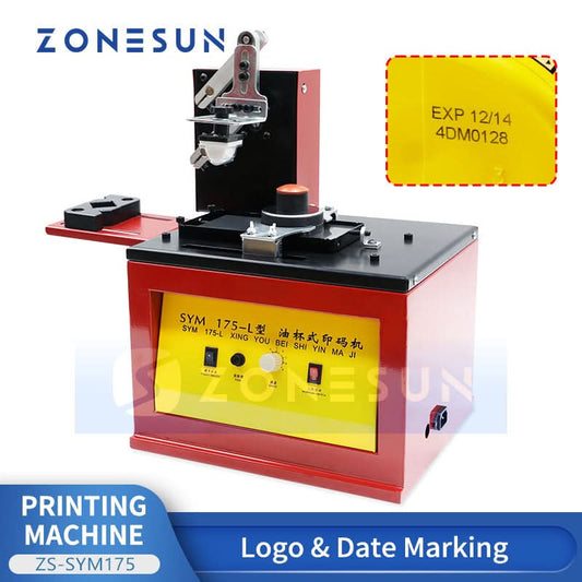 ZONESUN ZS-SYM175 Automatic Electric Pad Printer Desktop Silicone Pad Printing Machine for Logo, Date & Text Printing