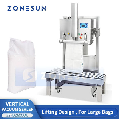 ZONESUN ZS-DZ600OL  Vertical Nozzle Vacuum Sealer with Gas Flush for Large Bags Powder