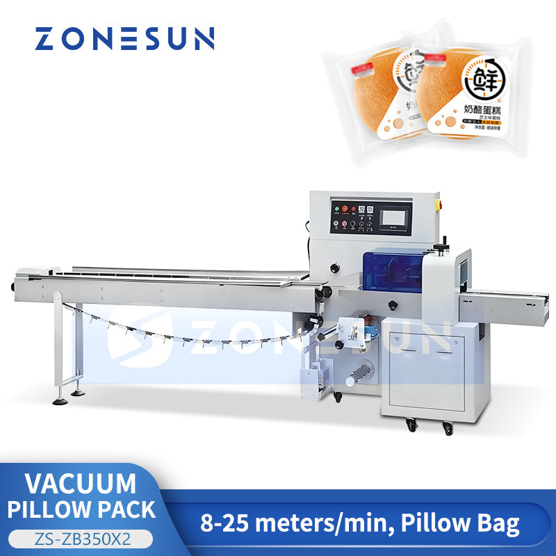 ZONESUN ZS-ZB350X2 Automatic Pillow Vacuum Packing Machine Horizontal Wrapper
