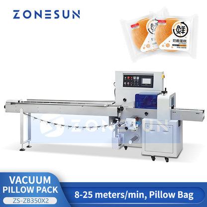 ZONESUN ZS-ZB350X2 Automatic Pillow Vacuum Packing Machine Horizontal Wrapper