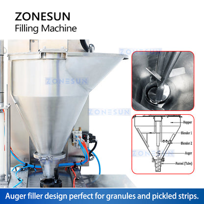 ZONESUN ZS-GTSC1 Semi-Automatic Auger Filler for Pickled & Stripped Food Packing