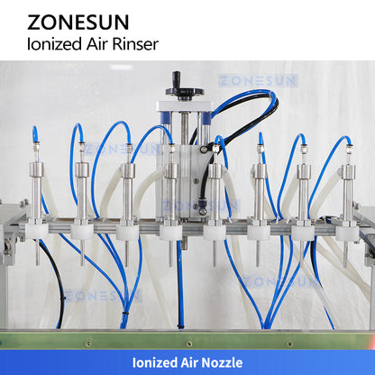 ZONESUN ZS-NIC4 Ionized Air Bottle Rinser Machine 8 Nozzle Cleaner for PET, Glass, PP & HDPE Bottles