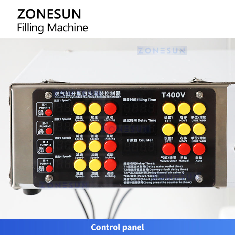 ZONESUN ZS-DTDP400V 4-Head Diaphragm Pump Cosmetic Liquid Beverage Juice Filling Machine