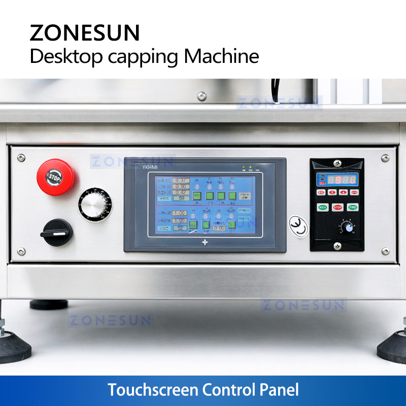 ZONESUN ZS-XG1870 Desktop Automatic Pneumatic Bottle Capping Machine with Conveyor for Squeeze Bottles, Spray, and Dropper Caps