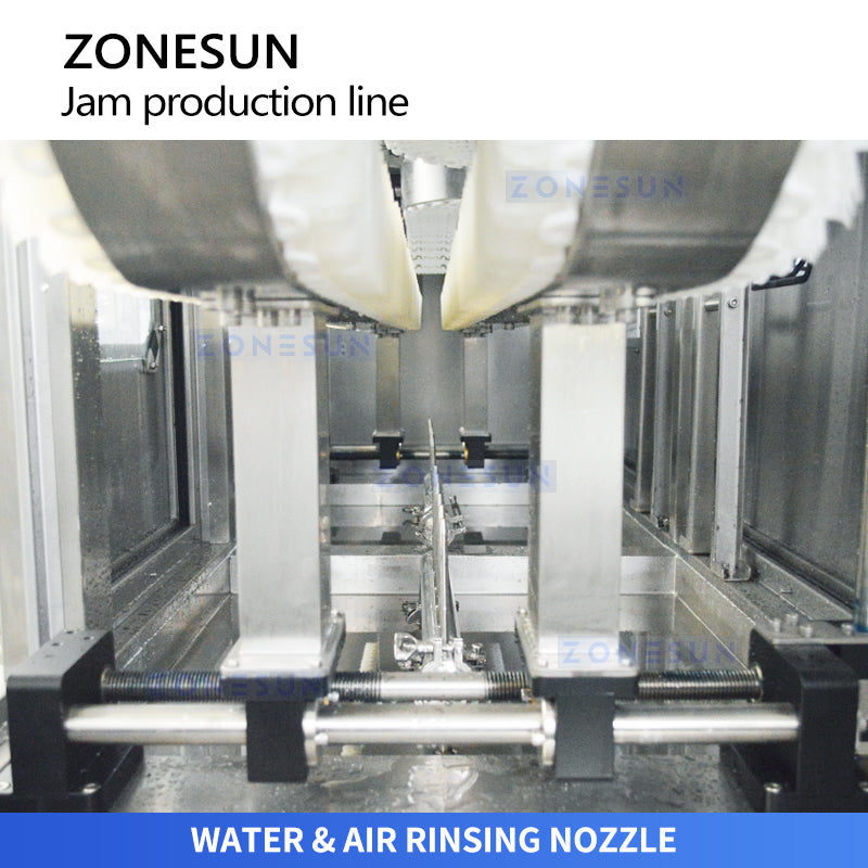 ZONESUN ZS-FAL180V18 Automatic Kaya Jam Packaging Line: Glass Jar Rinsing, Drying, Filling, Capping & Labeling Machine