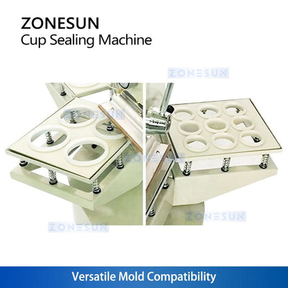ZONESUN ZS-KCS5 Semi-Automatic Cup Sealing Machine with Custom Molds