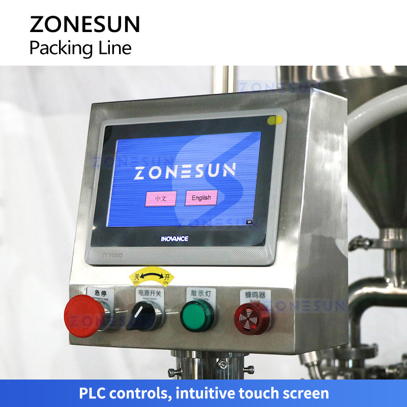 ZONESUN ZS-FAL180F4 Rotary Syrup Thick Paste Sauce Filling & Labeling Production Line