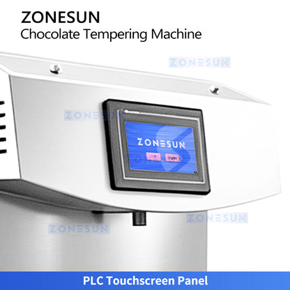 ZONESUN ZS-CG25 25L Automatic Chocolate Tempering Machine Commercial PLC Touchscreen Chocolate Crystallization & Enrobing