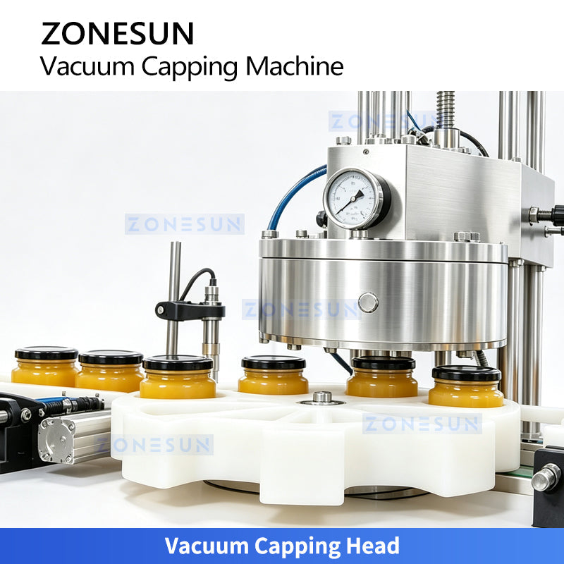 ZONESUN ZS-XG240 Automatic Vacuum Capping Machine for Glass Jars & Twist-Off Caps