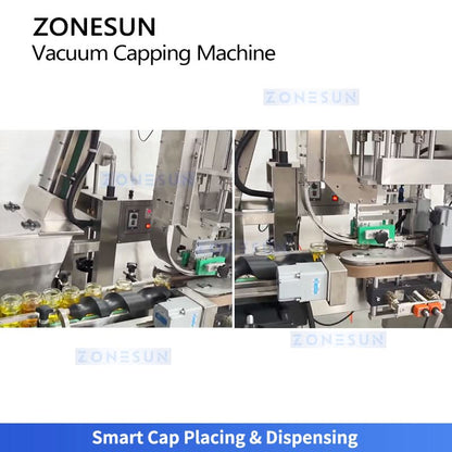 ZONESUN ZS-AFK180 Automatic Double Head Tracking Vacuum Capping Machine for Glass Jars with Metal Lug Caps