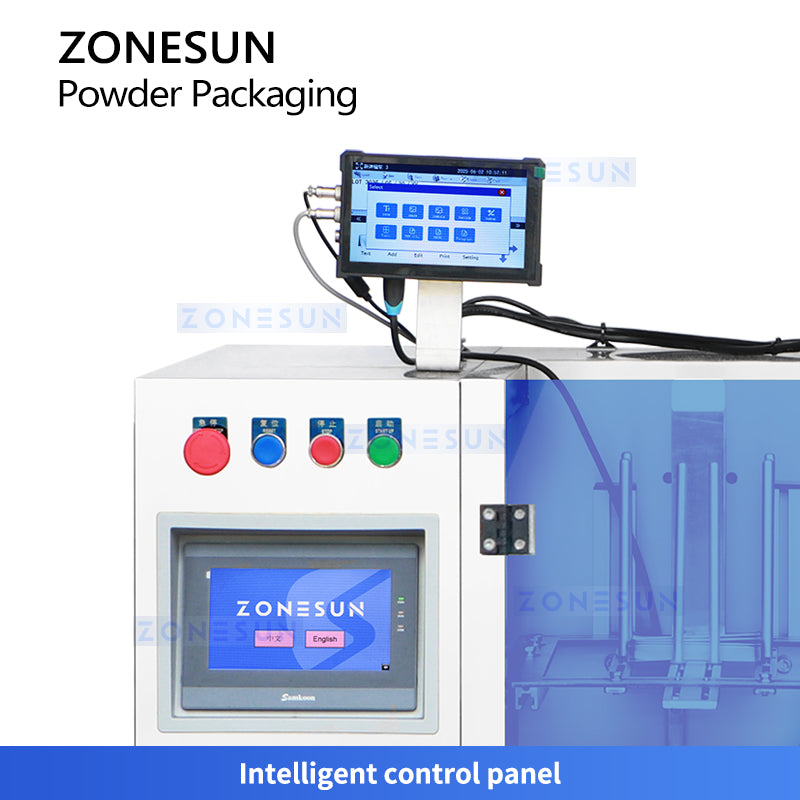 ZONESUN ZS-AFS09 Automatic Powder Filling and Sealing Machine for Premade Pouches with Vacuum Dust Collector System