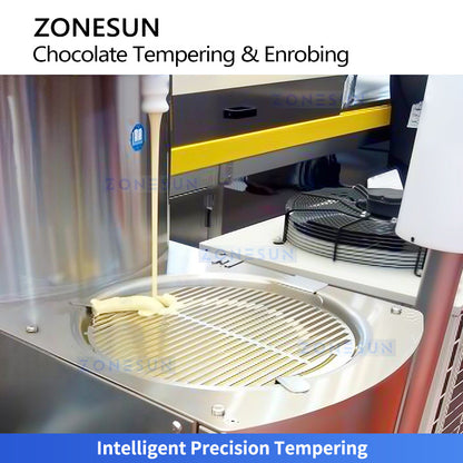 ZONESUN ZS-CG30 25L Automatic Chocolate Tempering & Enrobing Machine - Coating Equipment for Bakery, Confectionery & Cookies