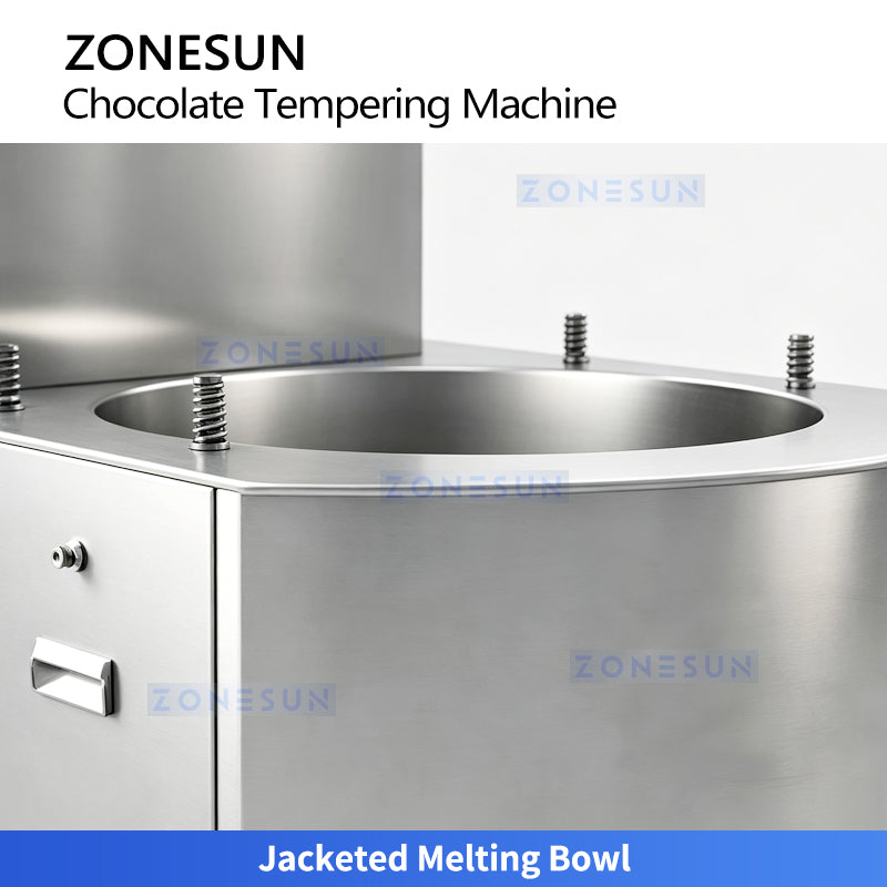 ZONESUN ZS-CG25 25L Automatic Chocolate Tempering Machine Commercial PLC Touchscreen Chocolate Crystallization & Enrobing