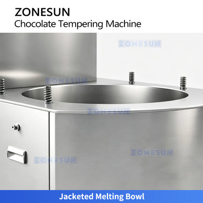 ZONESUN ZS-CG25 25L Automatic Chocolate Tempering Machine Commercial PLC Touchscreen Chocolate Crystallization & Enrobing