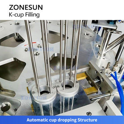 ZONESUN ZS-KCFC2A Automatic Dual-Station Coffee Capsule Filling & Sealing Machine for Pods