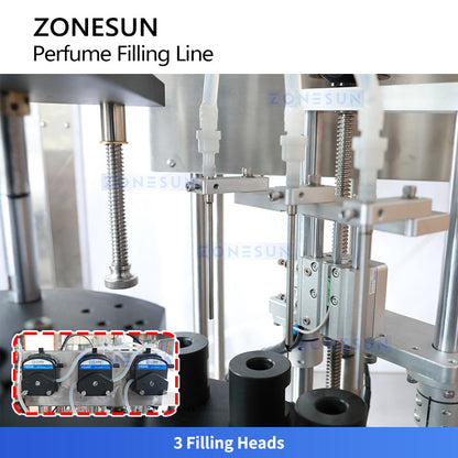 ZONESUN ZS-FALU7 Automatic 3 Heads Peristaltic Pump Essential Oils Collagen Youth Drink Production Line