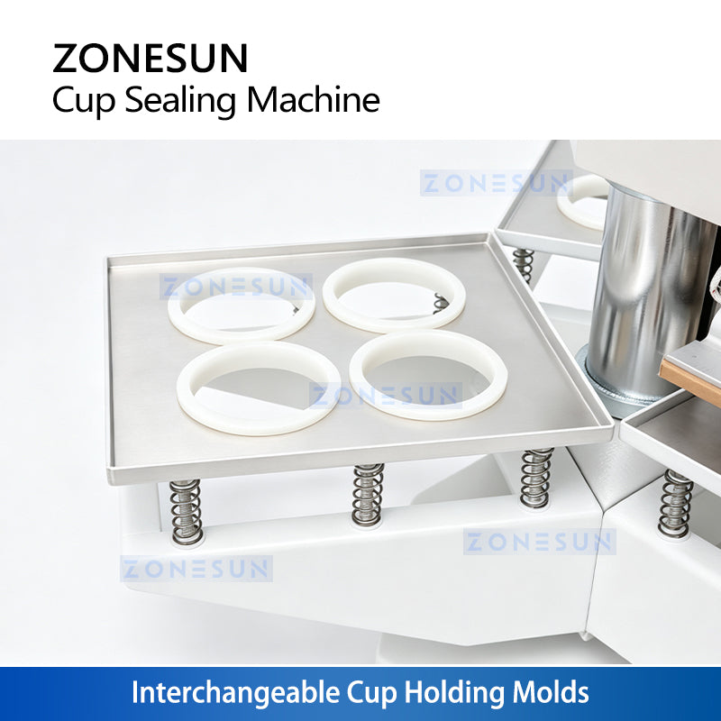 ZONESUN ZS-KCS5 Semi-Automatic Cup Sealing Machine with Custom Molds for Milk Tea & Coffee