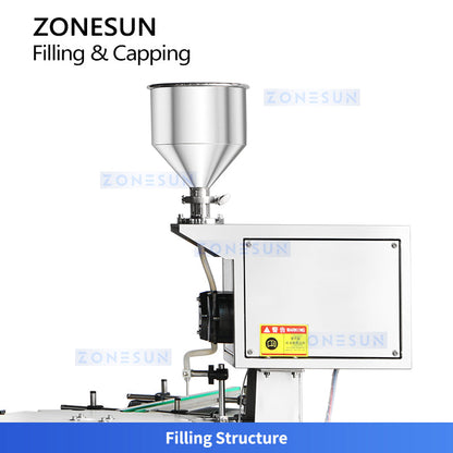 ZONESUN ZS-AFC47 Liquid Filling Capping Monoblock Machine Tabletop Peristaltic Pump Filling for Nail Polish Serum Essential Oils Eye Drops Small Volume Packaging