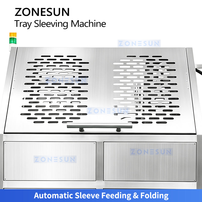 ZONESUN ZS-FK55 Automatic Cardboard Sleeving Machine | High-Speed Food Tray & Meal Box Packaging Equipment