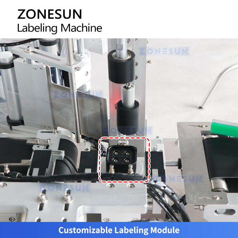 ZONESUN ZS-TB822X Automatic Square Bottle Body & Caps Labeling Machine Top & Wrap-Around Labeling Applicator
