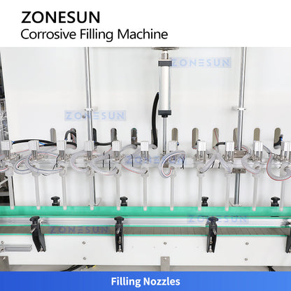 ZONESUN ZS-YTCR12A Automatic Corrosive Liquid Filling Machine Chemicals Gravity Filler