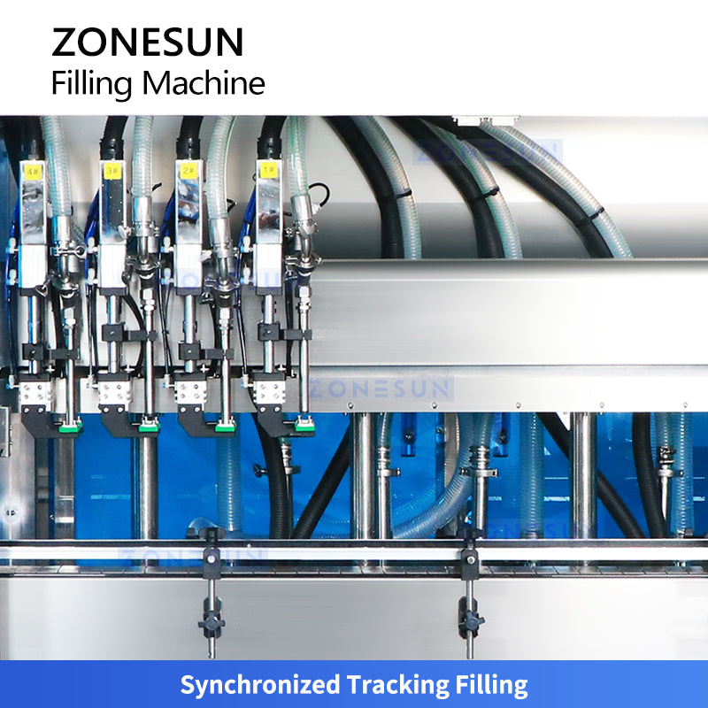 ZONESUN ZS-VTGF4 Automatic 4-Head Tracking Filling Machine Servo Gear Pump Shampoo Cream Filler