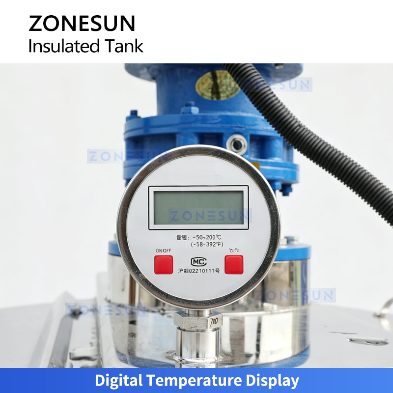 ZONESUN ZS-MB200LH 200L Stainless Steel Heating & Mixing Tank  Industrial Jacketed Liquid Blender for Chocolate & Cream